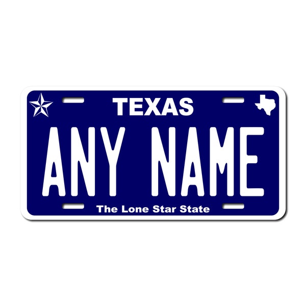 Personalized Texas Novelty License Plates - 5 Sizes for toy cars, wagons, bikes, scooters, Key Rings (Ver 8) Choose size and Text