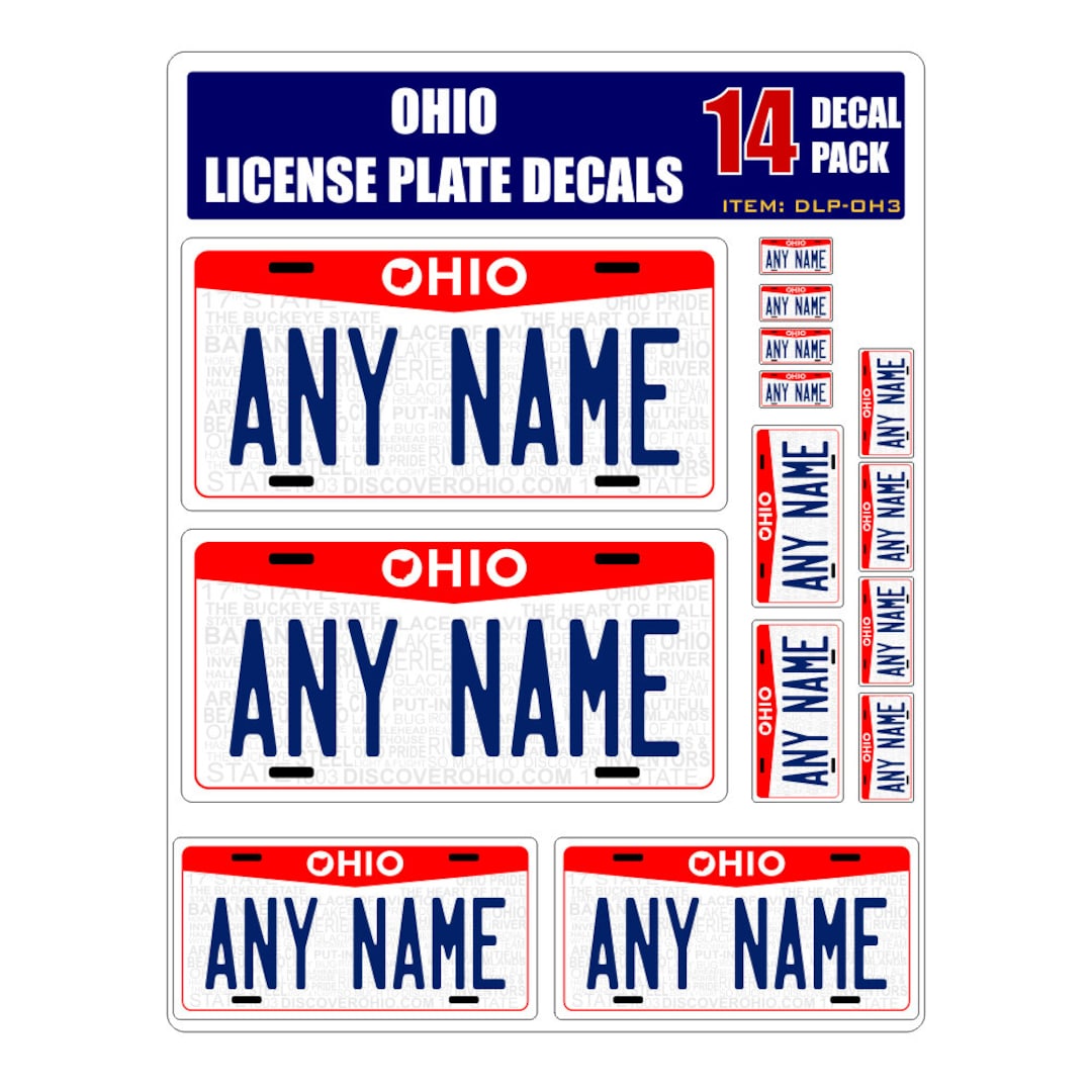 Personalized Ohio License Plate Decals Stickers Version 3 Etsy