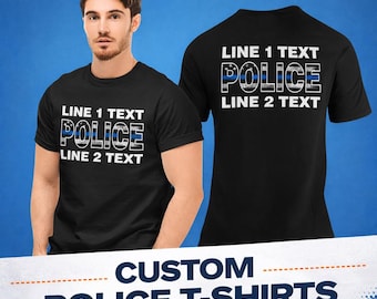 Personalized Police Raid Shirt Subdued Flag Blue Line T-shirt - Personalized with your Department