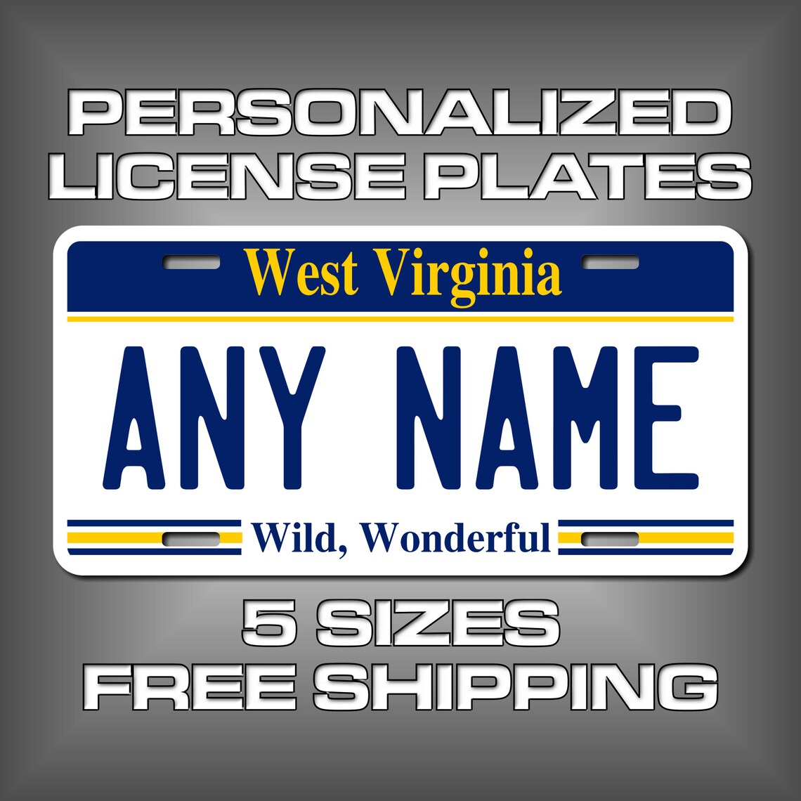 Personalized West Virginia Novelty License Plates 5 Sizes Etsy