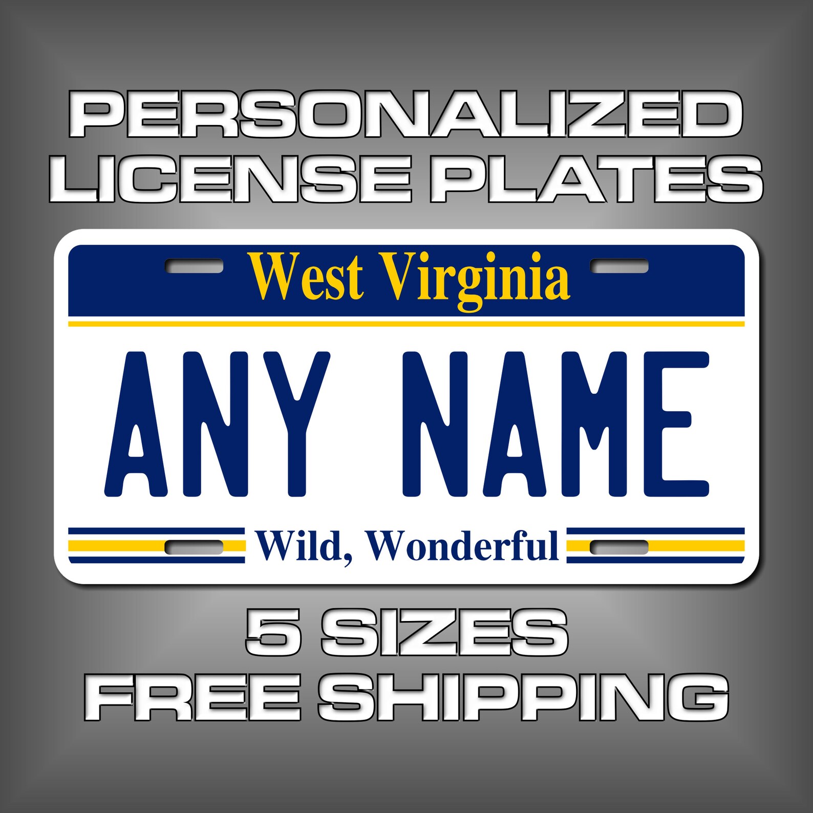 Personalized West Virginia Novelty License Plates 5 Sizes Etsy