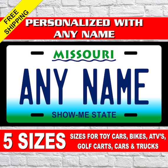 Personalized Missouri Novelty License Plates 5 Sizes for toy Etsy