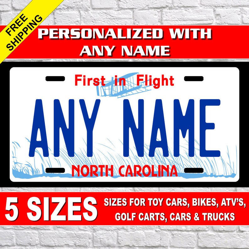 Personalized North Carolina Novelty License Plates 5 Sizes Etsy
