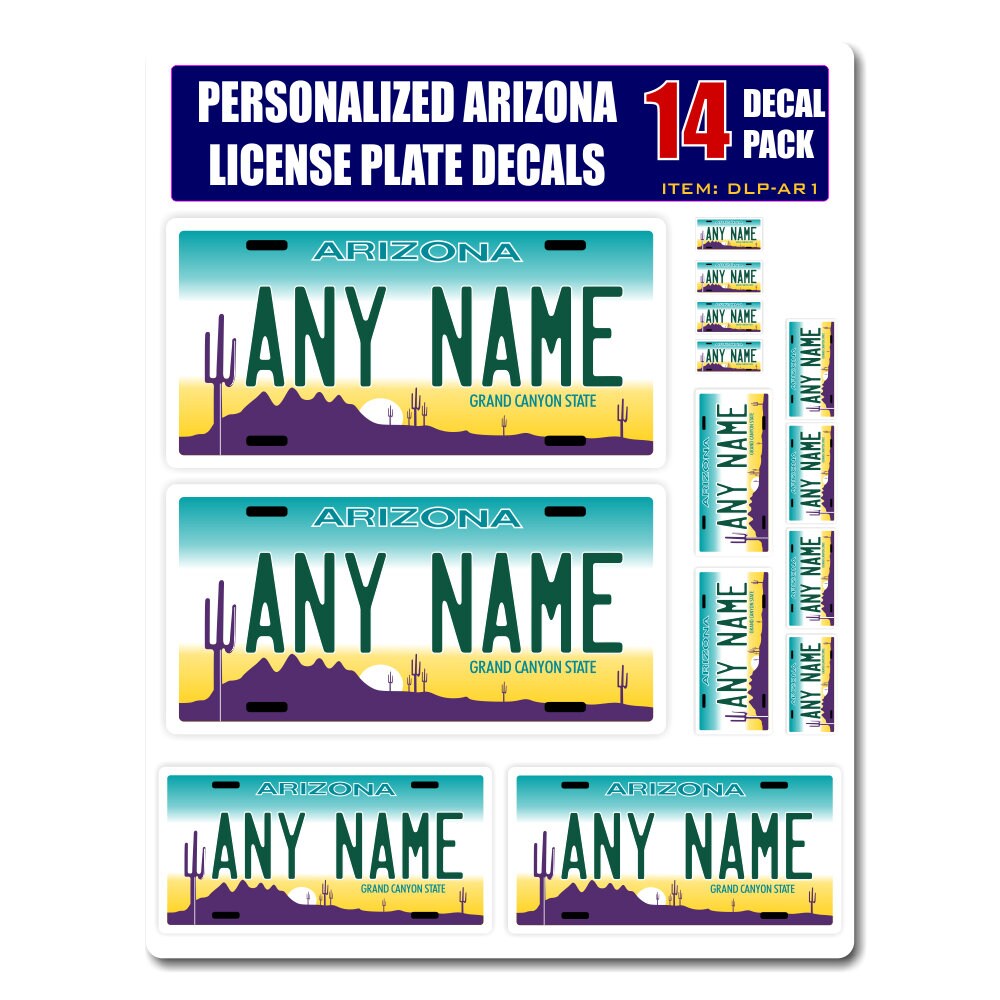 Personalized Arizona License Plate Decals Stickers Version 1 Etsy UK