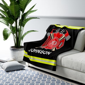 Fire Department Personalized Sherpa Fleece Blanket - Warm Cozy Personalized (PF-FD-03)