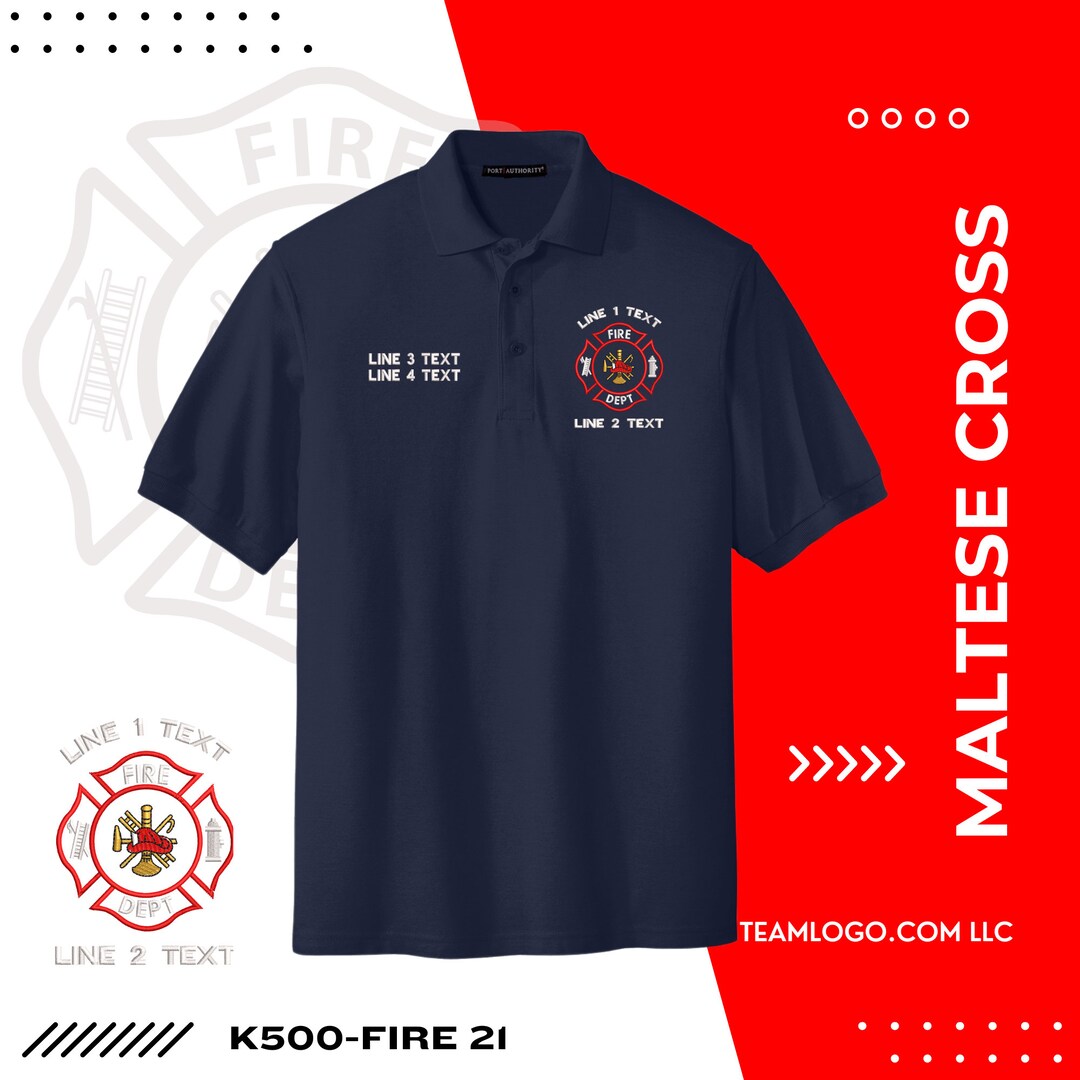 Fire Department Polo Shirt Custom Embroidery Your Department Name