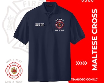 Fire Department Polo Shirt - Custom Embroidery - Your Department Name and Free Shipping (FIRE 21) K500