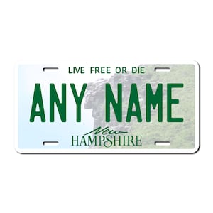 Personalized New Hampshire Souvenir License Plates - 5 Sizes for toy cars, wagons, bikes, scooters, Key Rings - Choose size and Text