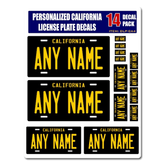 Personalized California License Plate Decals Stickers | Etsy