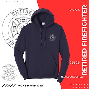 Retired Firefighter Hoodie Hooded Sweatshirt -  Free Shipping (Small Front Print Only)