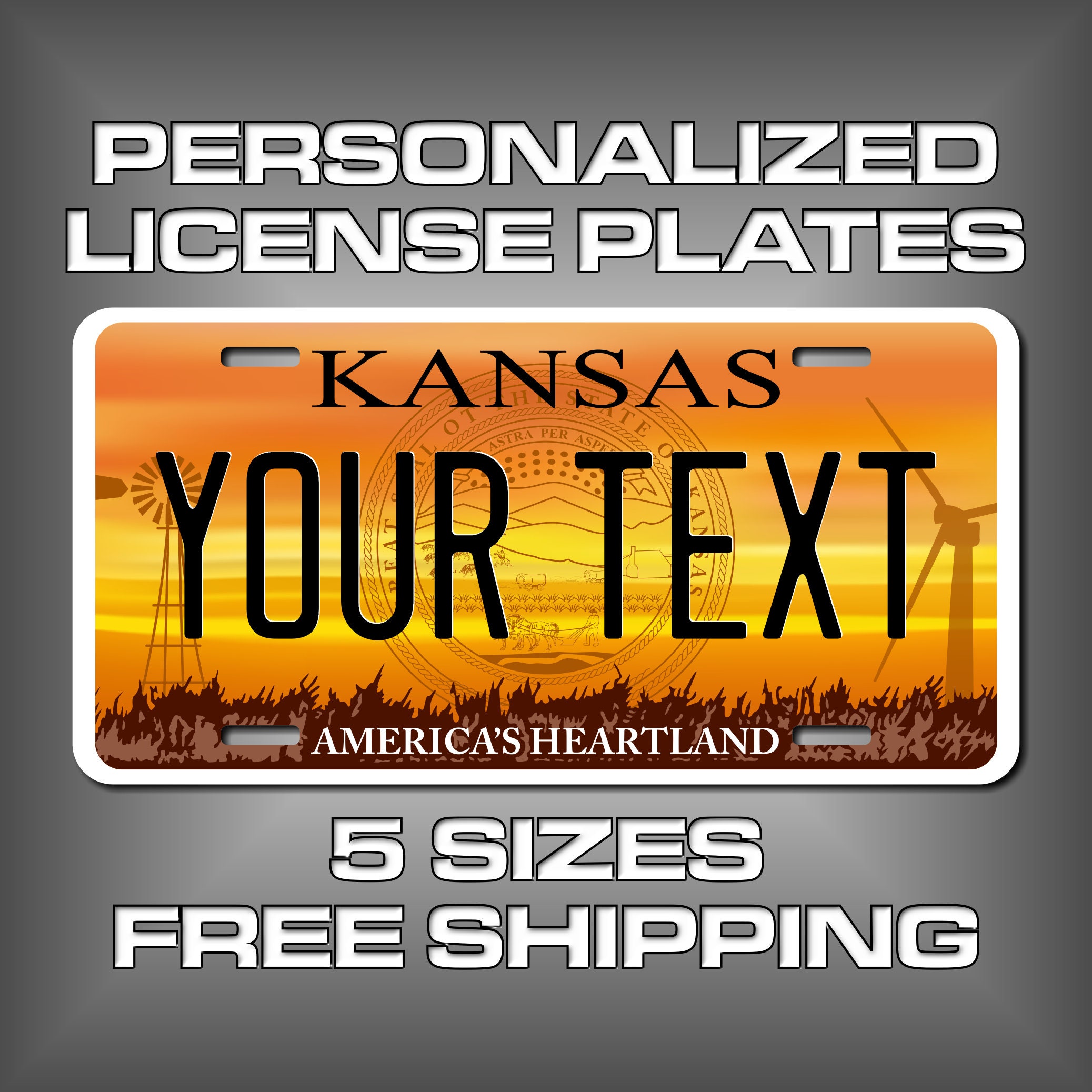 Personalized Kansas State Novelty License Plate 5 Sizes Etsy