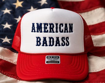 American Badass Embroidered Retro Trucker Hat - Otto Cap USA 250