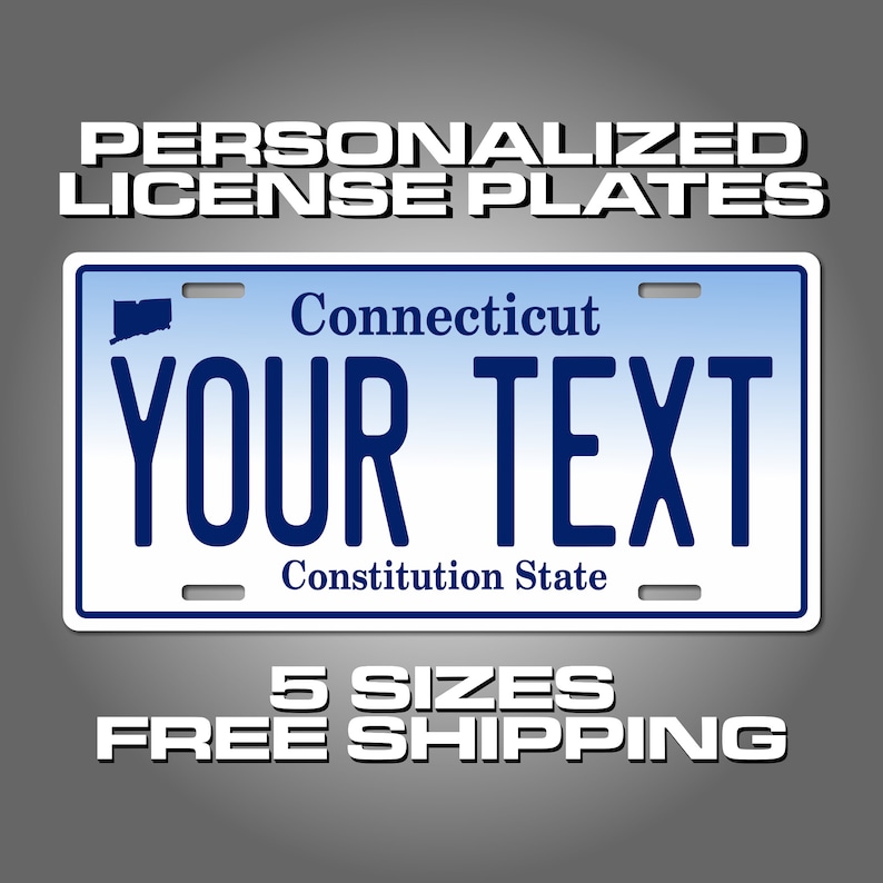 Personalized Connecticut Novelty License Plates 5 Sizes for Etsy