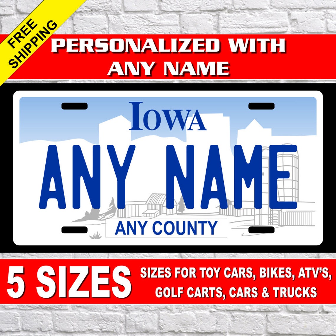 Personalized Iowa Novelty License Plates 5 Sizes for toy Etsy