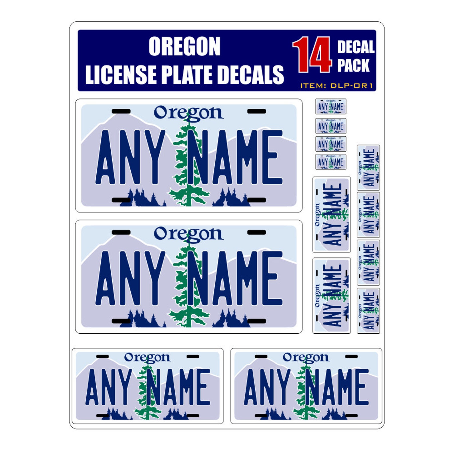 Personalized Oregon License Plate Decals Stickers Version 1 Etsy