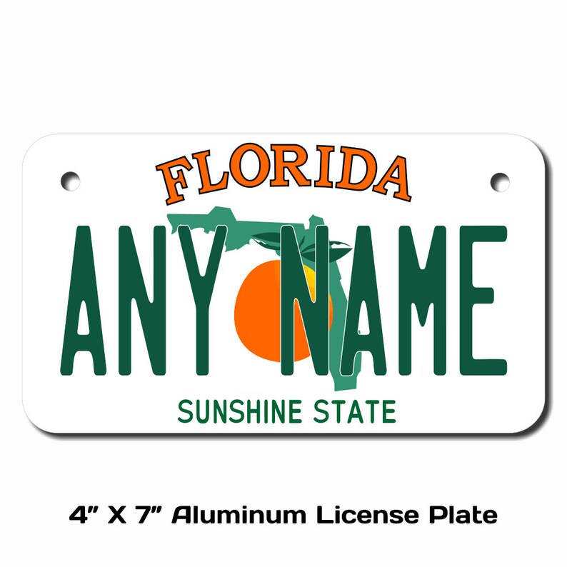Personalized Florida Novelty License Plates 5 Sizes for Toy Etsy
