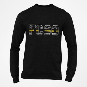 Personalized Dispatcher / Communications Subdued Flag Gold Line Long Sleeve T-shirt - Personalized with your Department