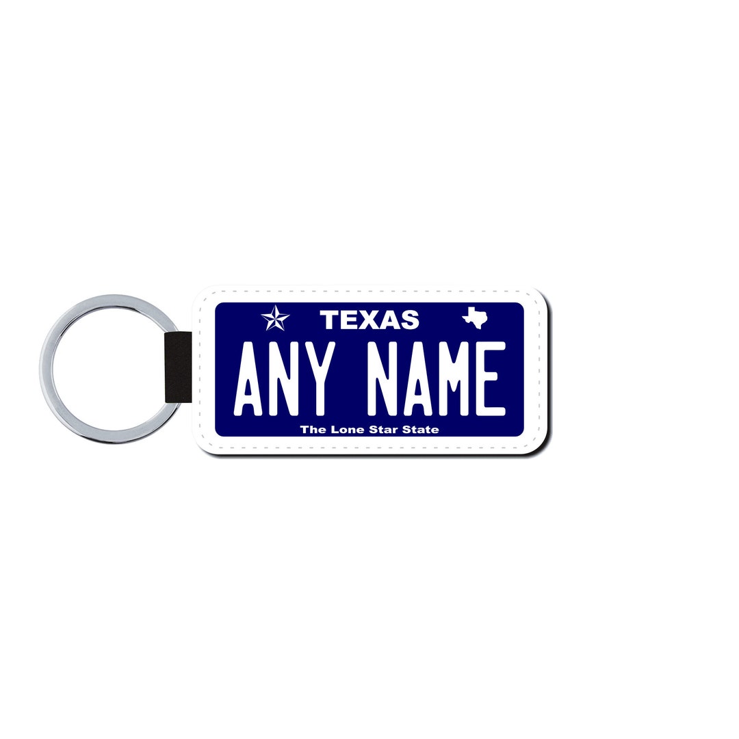 Personalized texas license plate faux leather key ring any name