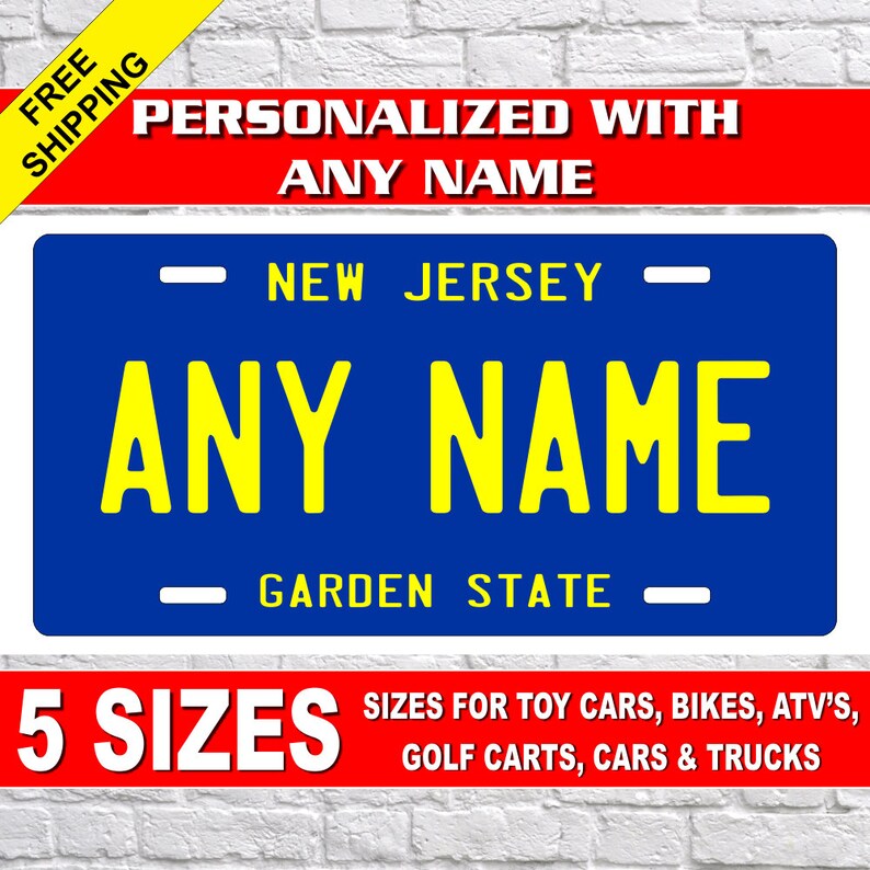 Personalized New Jersey Novelty License Plates 5 Sizes for Etsy