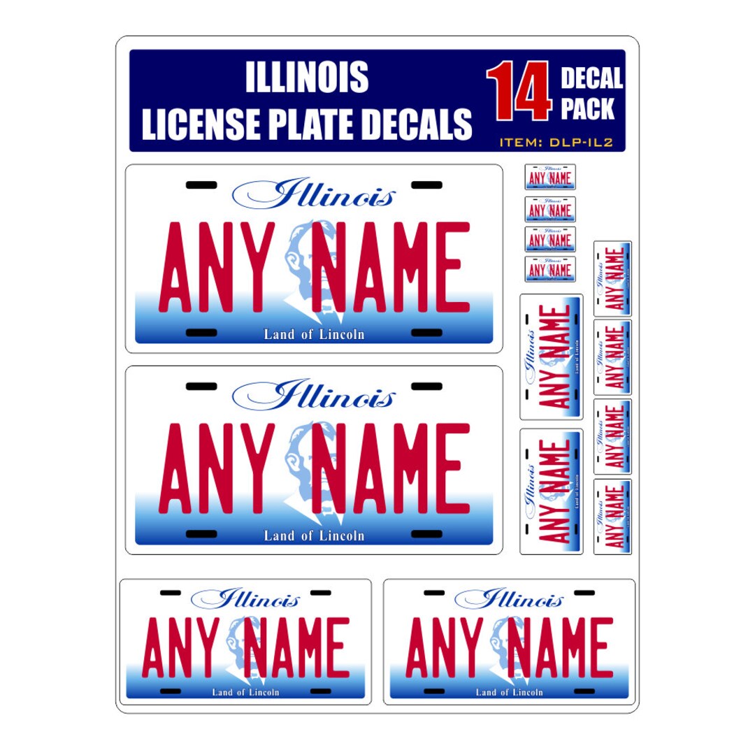 Personalized Illinois License Plate Decals Stickers Version Etsy