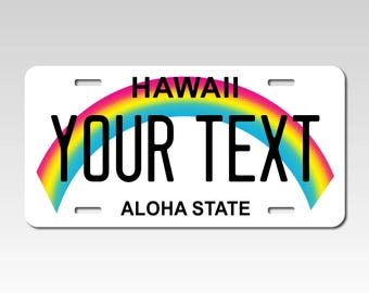 Personalized Hawaii Souvenir License Plates - 5 Sizes for toy cars, wagons, bikes, scooters, Key Rings - Choose size and Text