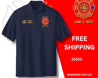 Fire Department Polo Shirt - Custom Embroidery - Your Department Name and Free Shipping (FIRE 17) K500