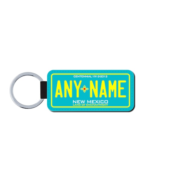 Personalized NEW MEXICO License Plate Faux Leather Key Ring - Any Name - Made to Order - Free Shipping