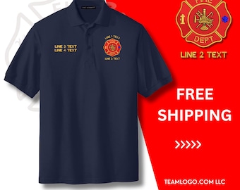 Fire Department Polo Shirt - Custom Embroidery - Your Department Name and Free Shipping (FIRE 16) K500