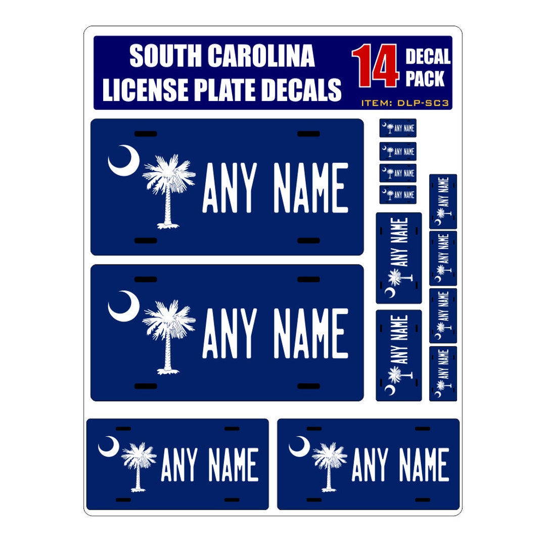 Personalized South Carolina License Plate Decals Stickers Version 3