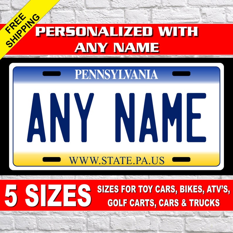Personalized Pennsylvania Novelty License Plates 5 Sizes for Etsy