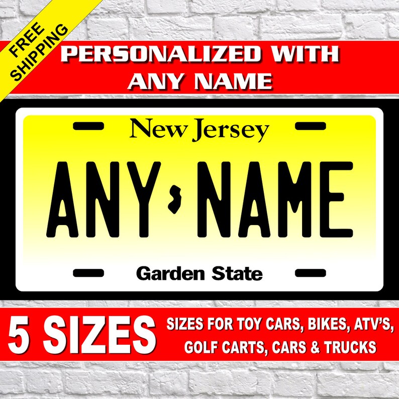 Personalized New Jersey Novelty License Plates 5 Sizes for Etsy