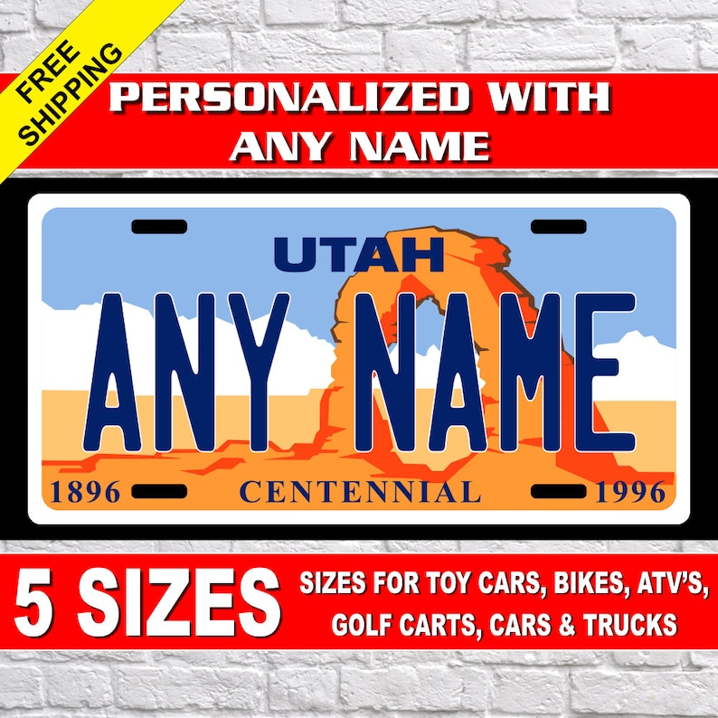 Personalized Utah Novelty License Plates 5 Sizes for toy Etsy