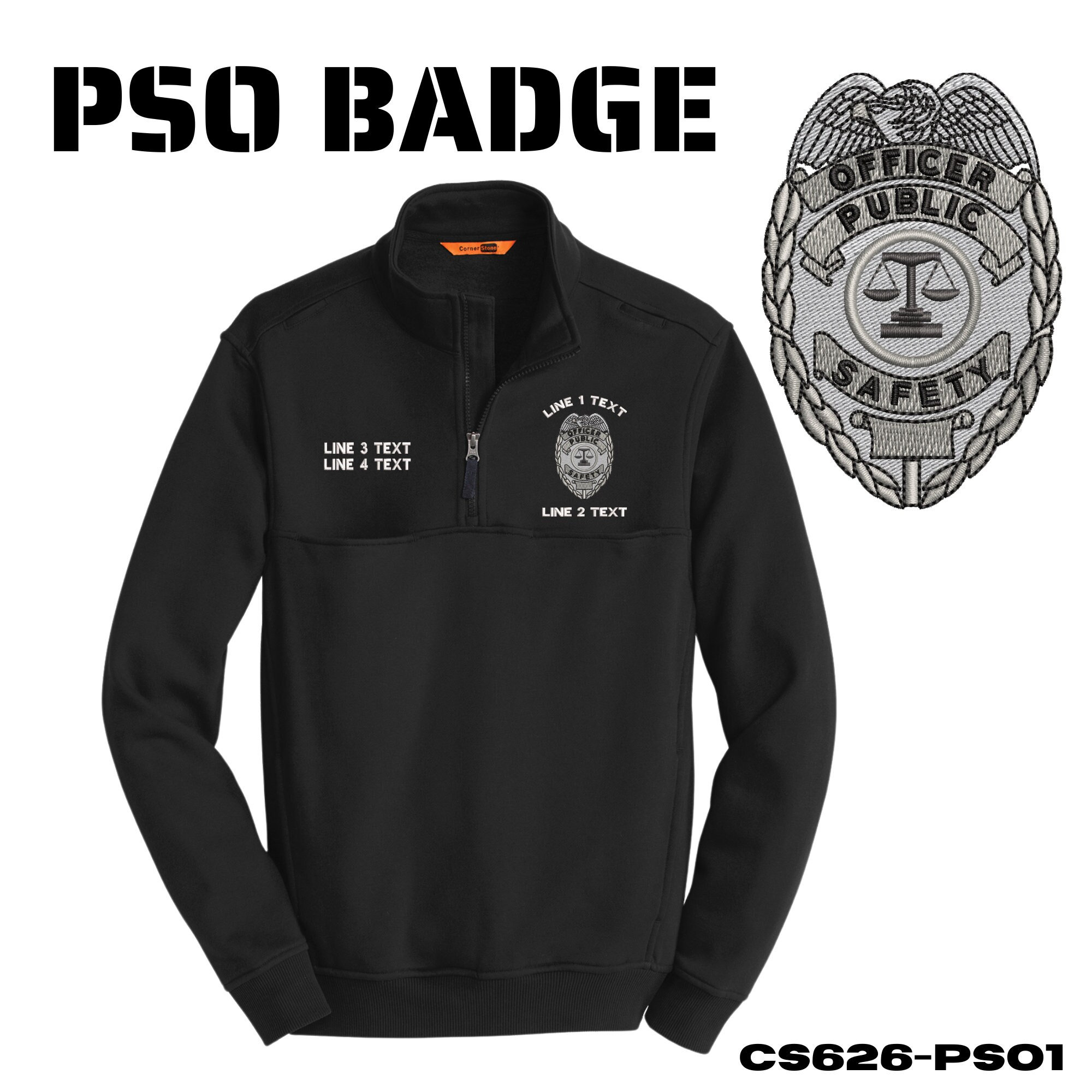 PSO - Officer Public Safety Work Shirt - Custom Embroidery - Free Shipping (cs626-pso1)