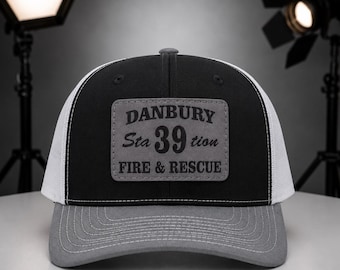 Personalized Fire Department Leatherette Patch Trucker Hat | Richardson 112 Cap with Custom Name or Text | Your Department