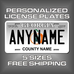 Personalized Georgia Novelty License Plates - 5 Sizes for toy cars, wagons, bikes, scooters, Key Rings (Ver 1) Choose size and Text