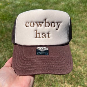Cowboy Hat Embroidered Brown & Tan Trucker Hat main image 1