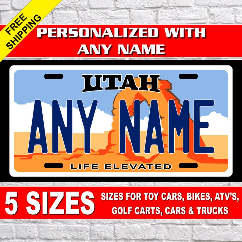 Personalized Utah Novelty License Plates 5 Sizes for toy Etsy