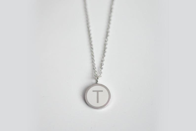 Letter T Necklace Initial T Charm Necklace Uppercase T Jewelry Initial T Necklace Letter T Charm Necklace