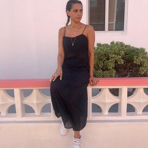 90s Style Spaghetti Strap Dress, Sheer Maxi Dress, Beach Cover Up, Sheer Dress, Vintage Style, White Dress, Casual Maxi
