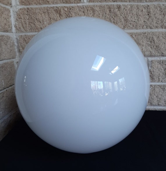 6" WHITE GLASS FLORAL DESIGN LIGHT BALL GLOBE 3 1/4" FITTER RING 