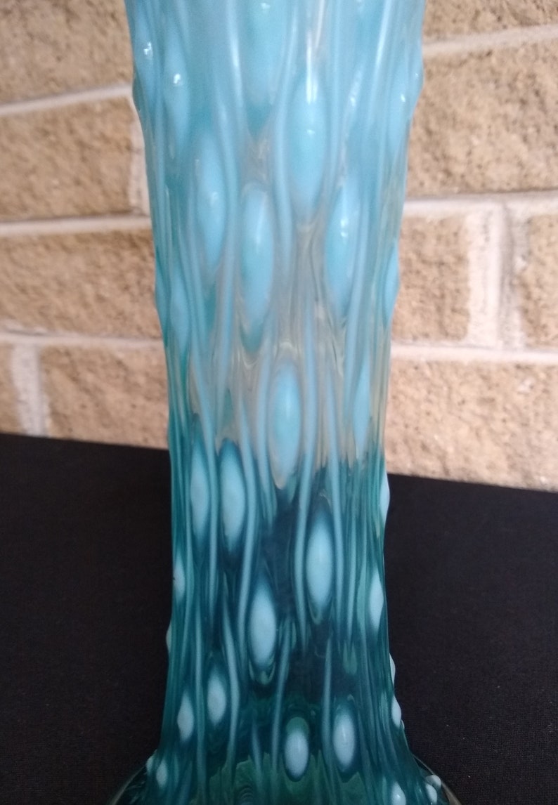 Vintage Northwood Blue Opalescent Tree Trunk Swung Vase Aqua Etsy