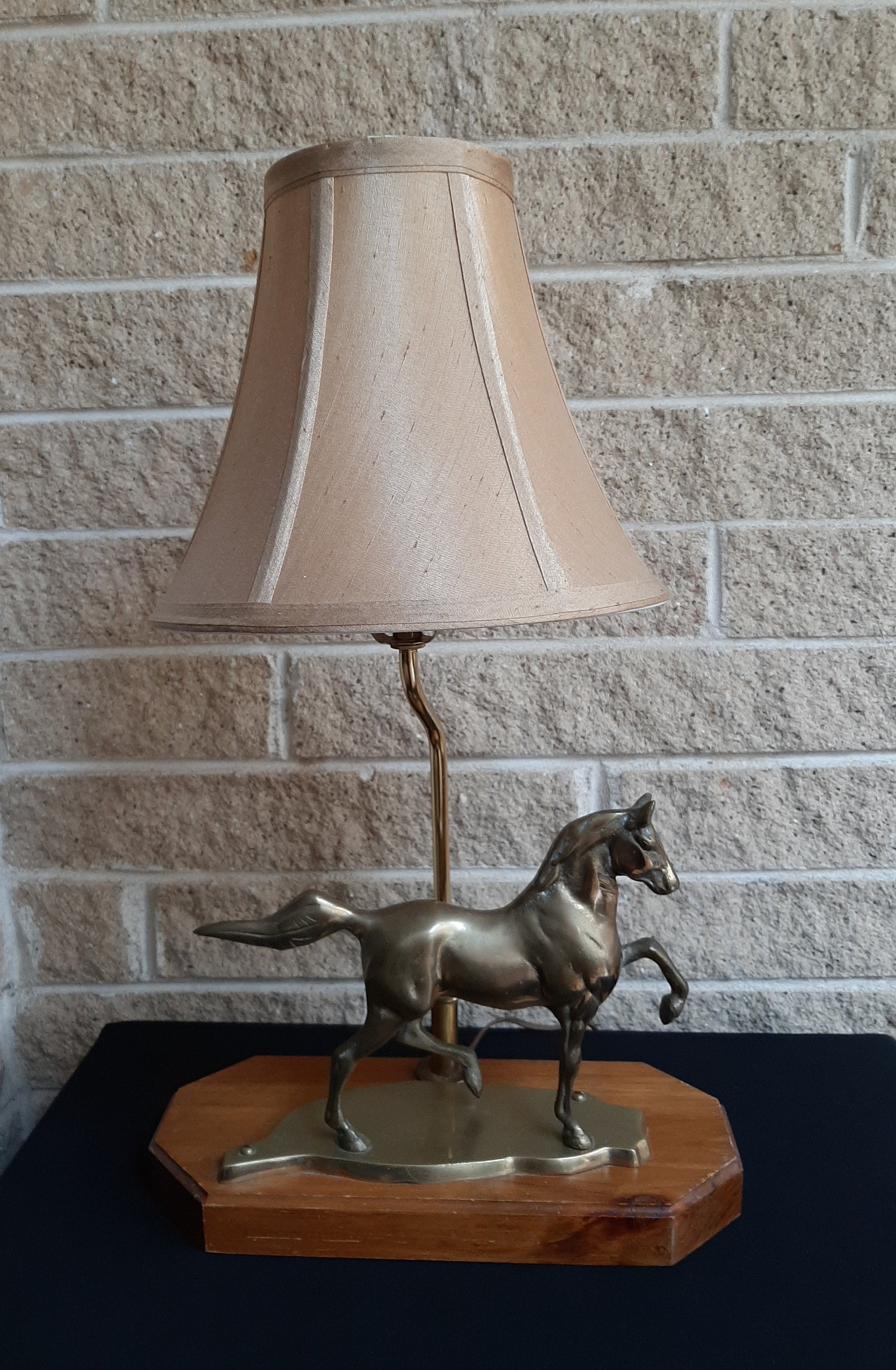 Solid Brass and Wood Horse Lamp Vintage Mid Century Prancing Etsy
