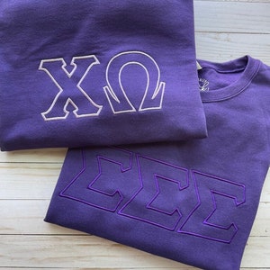 Deep Purple Monochromatic Embroidery Greek Sweatshirt & Hoodie - Sorority Sweatshirt