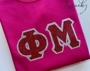 Phi Mu No Sew Glitter Sweatshirt