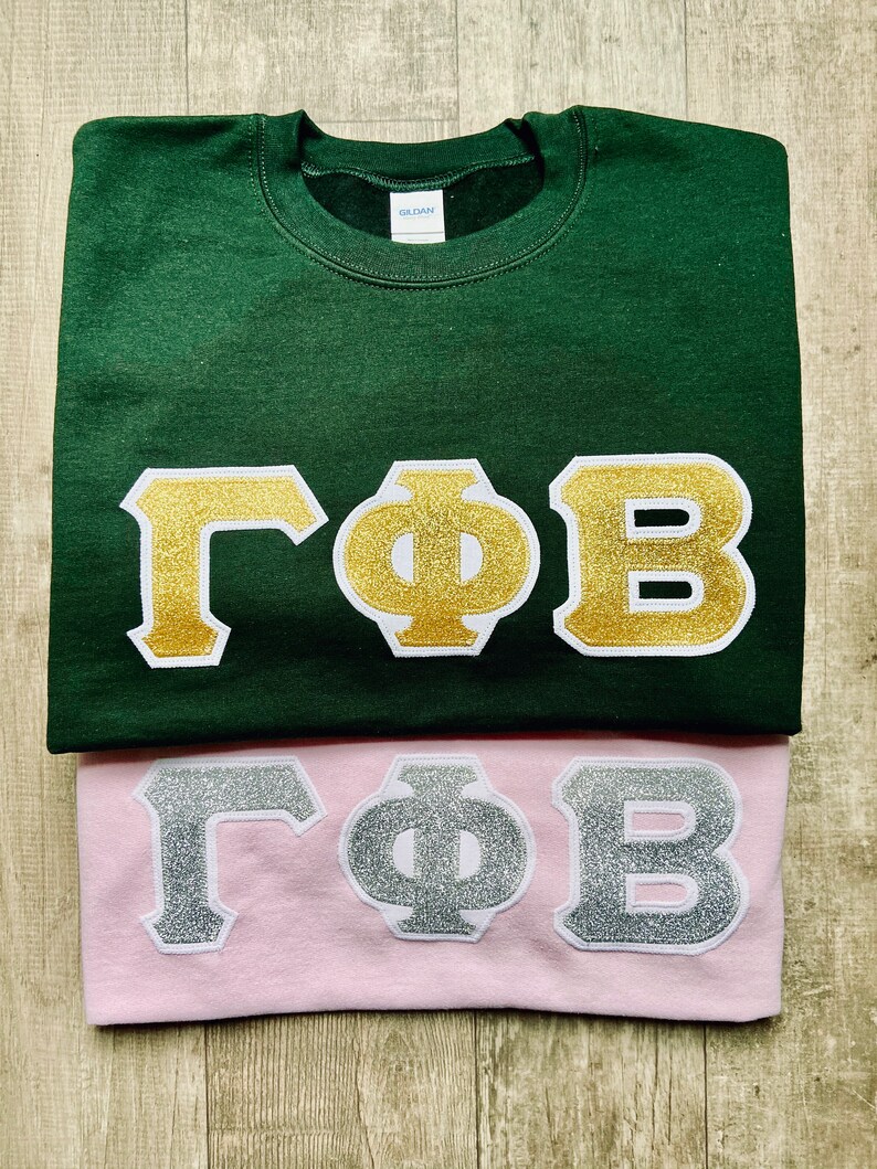 Custom Glitter Greek Stitch Letters Sorority Apparel Etsy