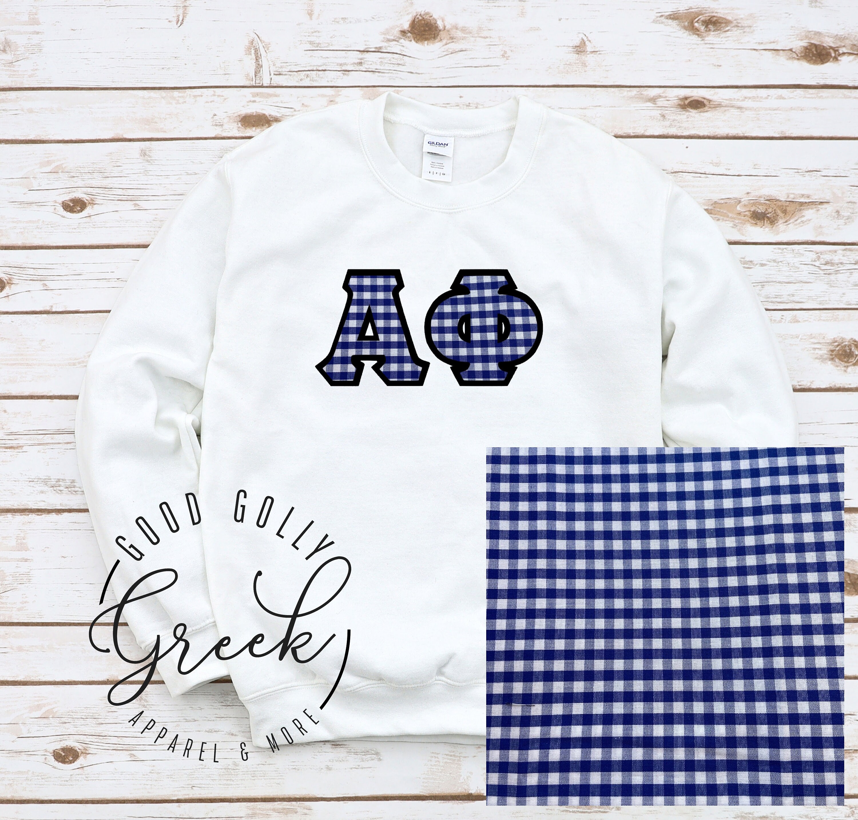 Letter Shirts Greek Sorority Clothing Blue Gingham Greek Stitch