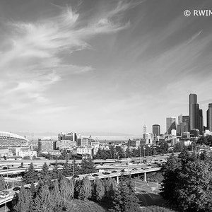 Fine Art Photography Print - Seattle Washington Skyline Fine Art Photography Black and White Photo Print