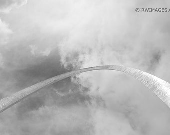 Paper, Canvas, Framed, Metal or Acrylic Print - Wall Art - Gateway Arch St. Louis Missouri Black and White Photo Print Fine Art Photography