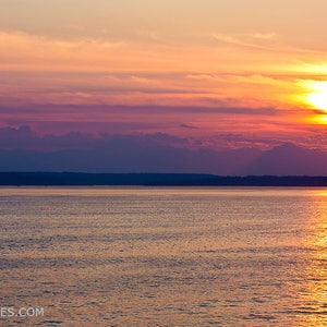 Fine Art Photography Print - Seattle Puget Sound Sunset Landscape Photography Color Photo Print
