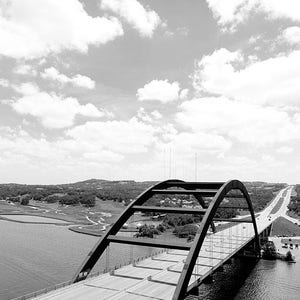 Paper, Canvas, Framed, Metal or Acrylic Print - Wall Decor Art - Fine Art Photography -  Austin Texas Pennybacker Bridge Black and White